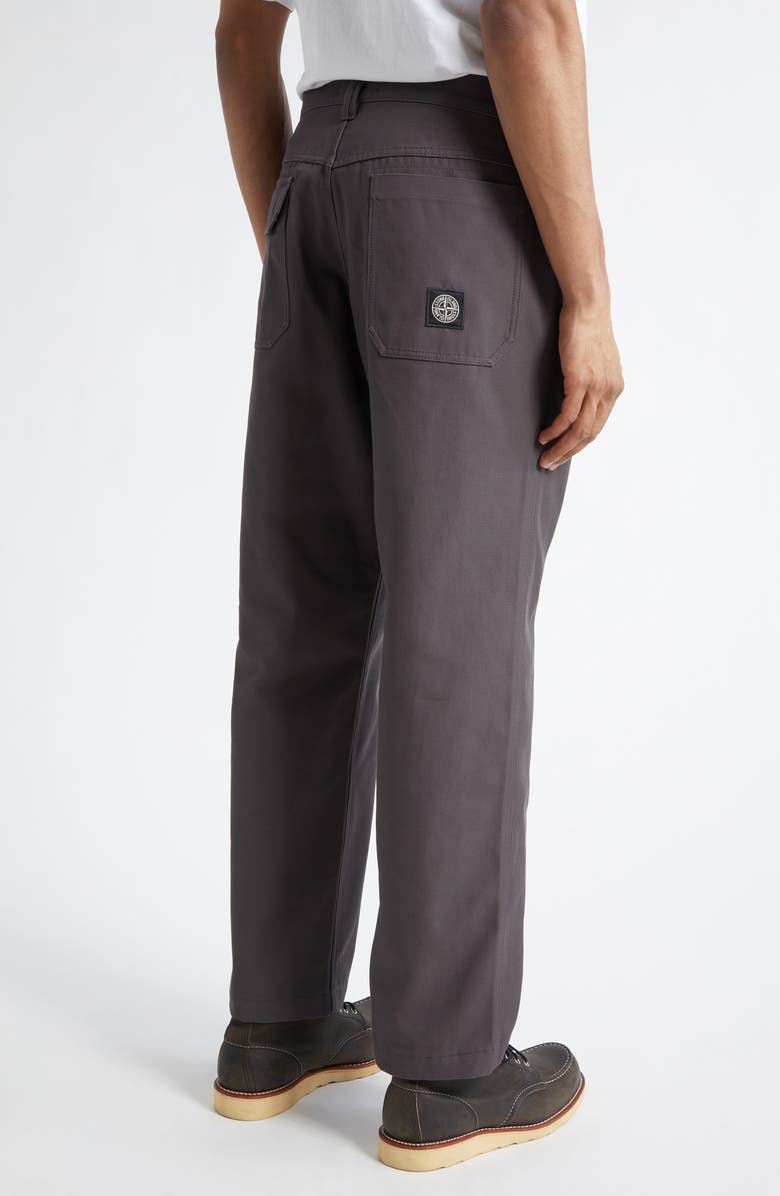 Stone Island Straight Leg Cotton Twill Pants, Alternate, color, Charcoal