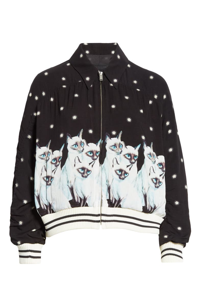 Undercover Siamese Cat & Stars Graphic Bomber Jacket, Alternate, color,