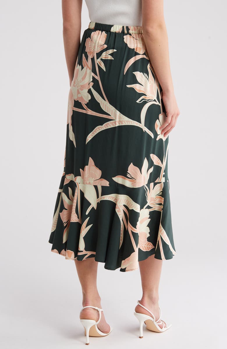 T Tahari Floral Print Flounce Skirt, Alternate, color, 