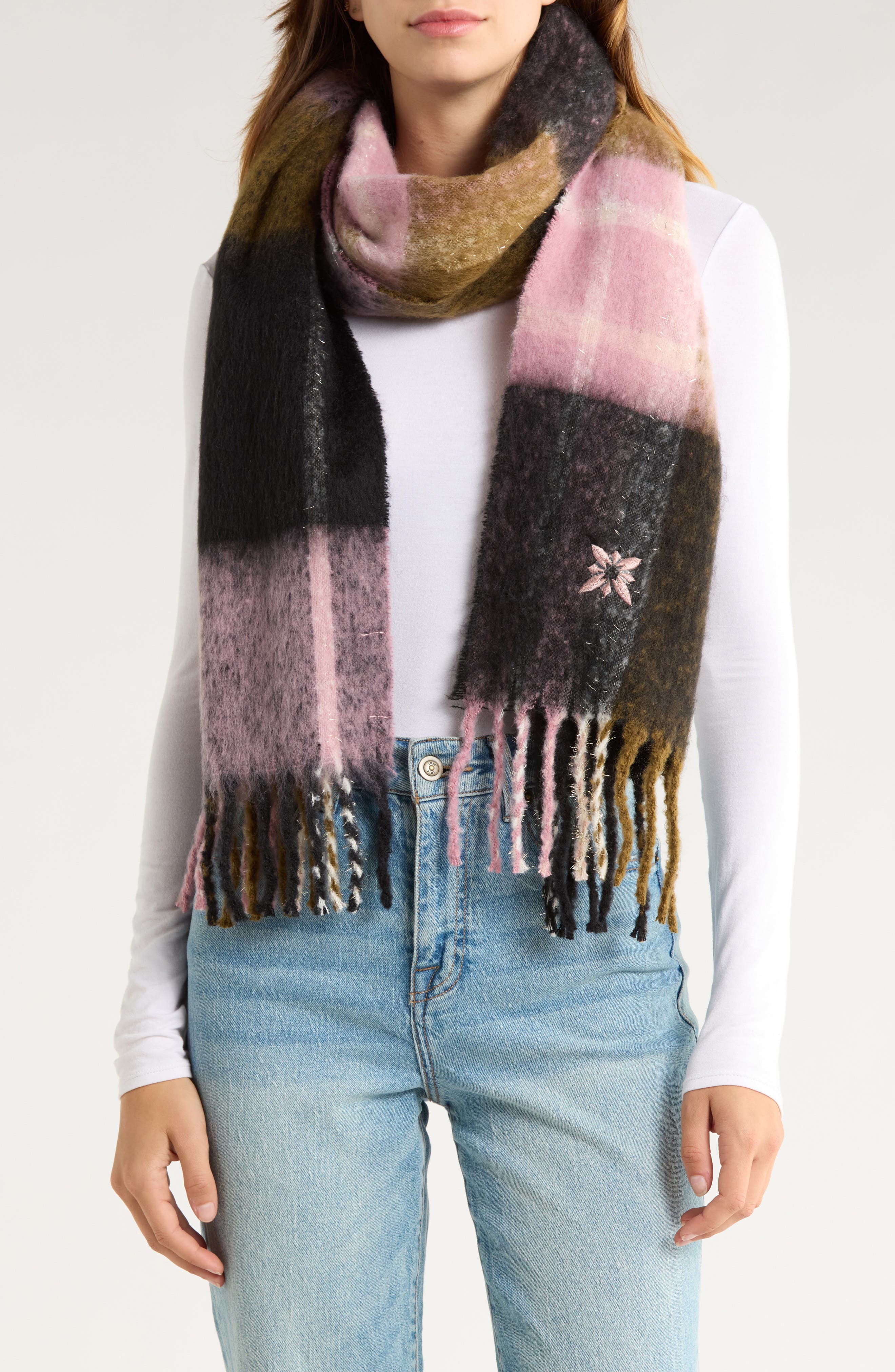 BCBG Plaid Blanket Wrap Scarf