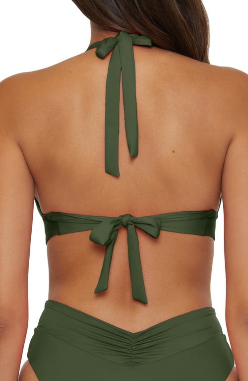 Becca Shirred V-wire Halter Bikini Top In Green