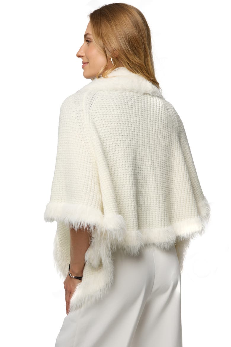 Faux Fur Trim Kimono, Alternate, color, WHITE