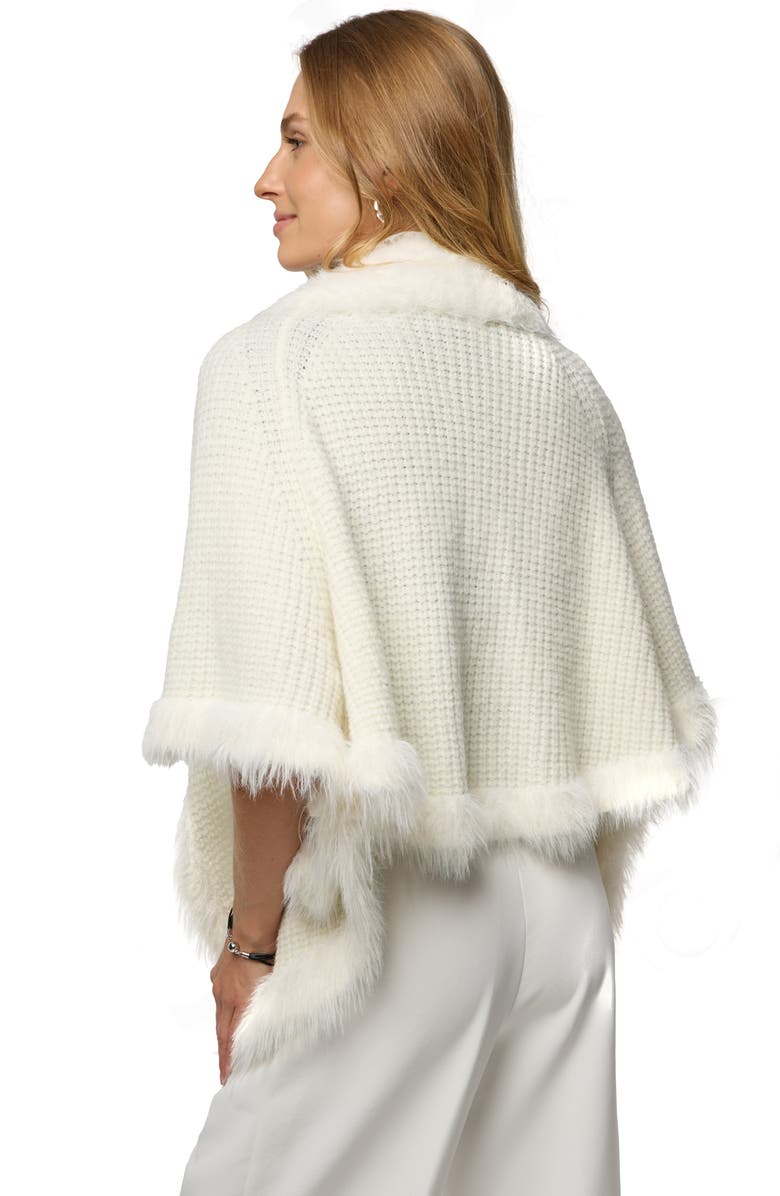 SAACHI Faux Fur Trim Kimono, Alternate, color, White
