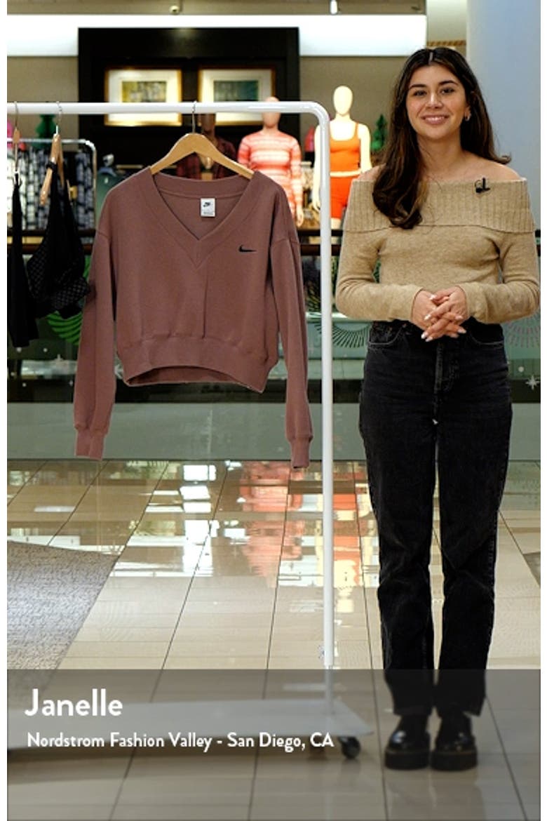 Sportswear Phoenix Fleece V-Neck Crop Sweatshirt (Women) | Nordstrom