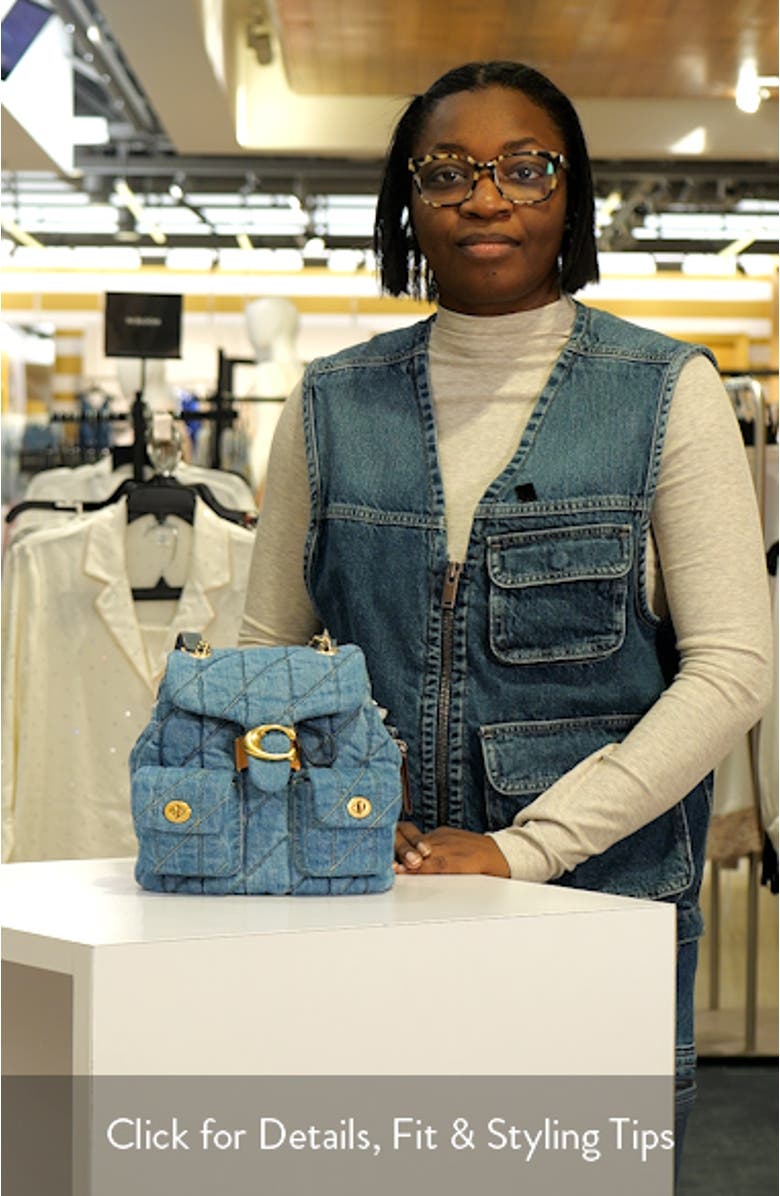 Tabby Quilted Denim Backpack, sales video thumbnail