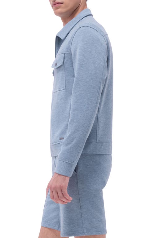 Bugatchi Soft Touch Zip Knit Shirt Jacket In Shark