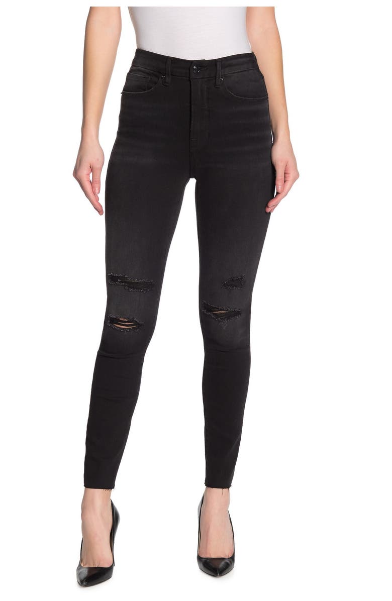 Good American Good Waist Raw Edge Skinny Jeans, Main, color,