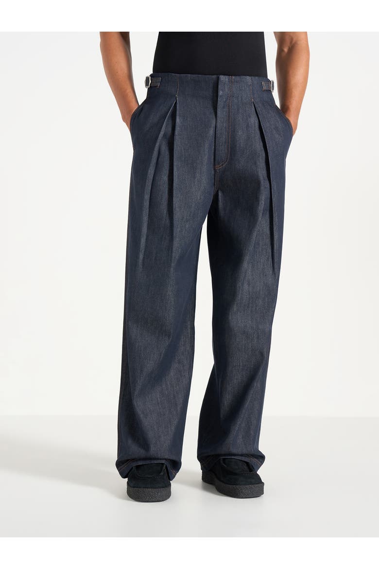 Lior Box Pleat Wide Leg Denim Jeans, Alternate, color, Indigo