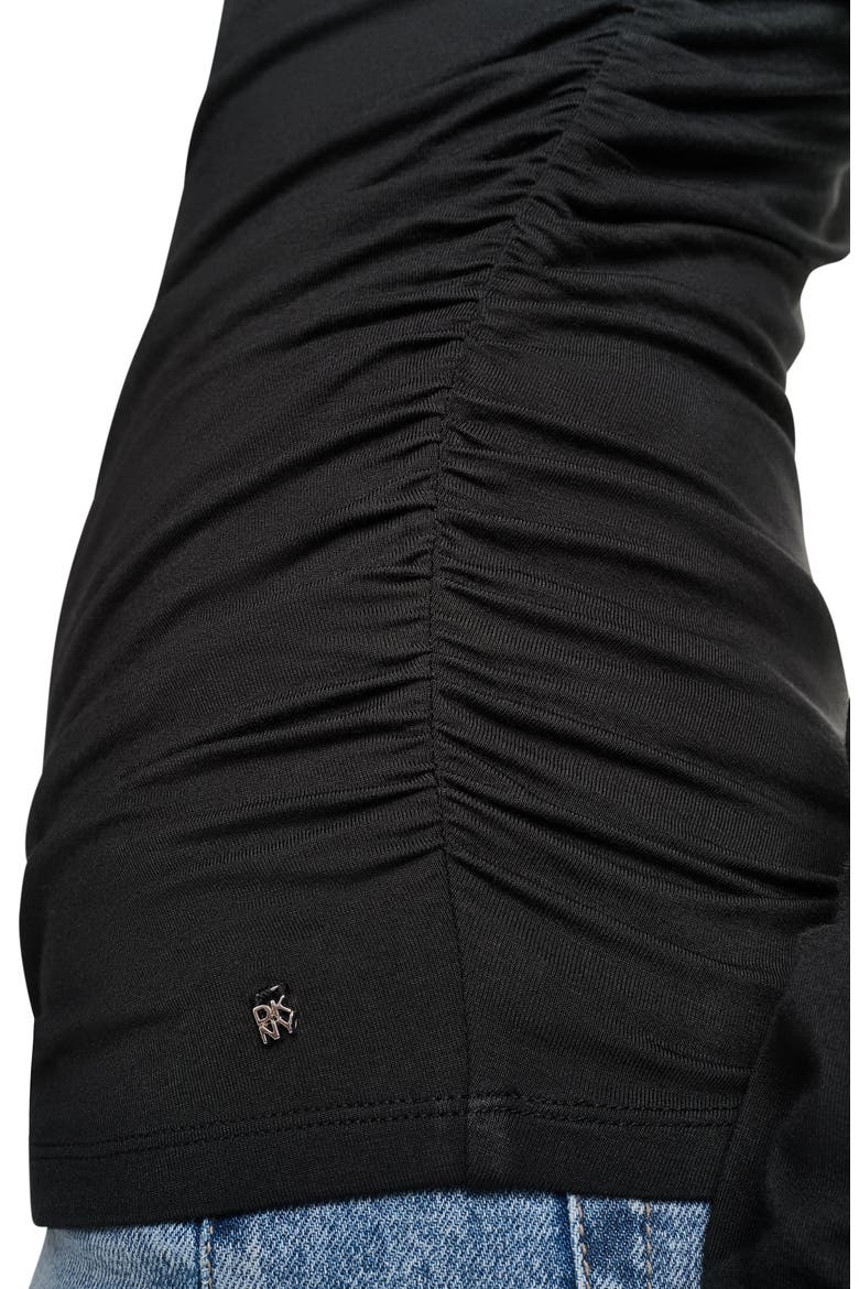 Ruched Long Sleeve Tee, Alternate, color, BLACK