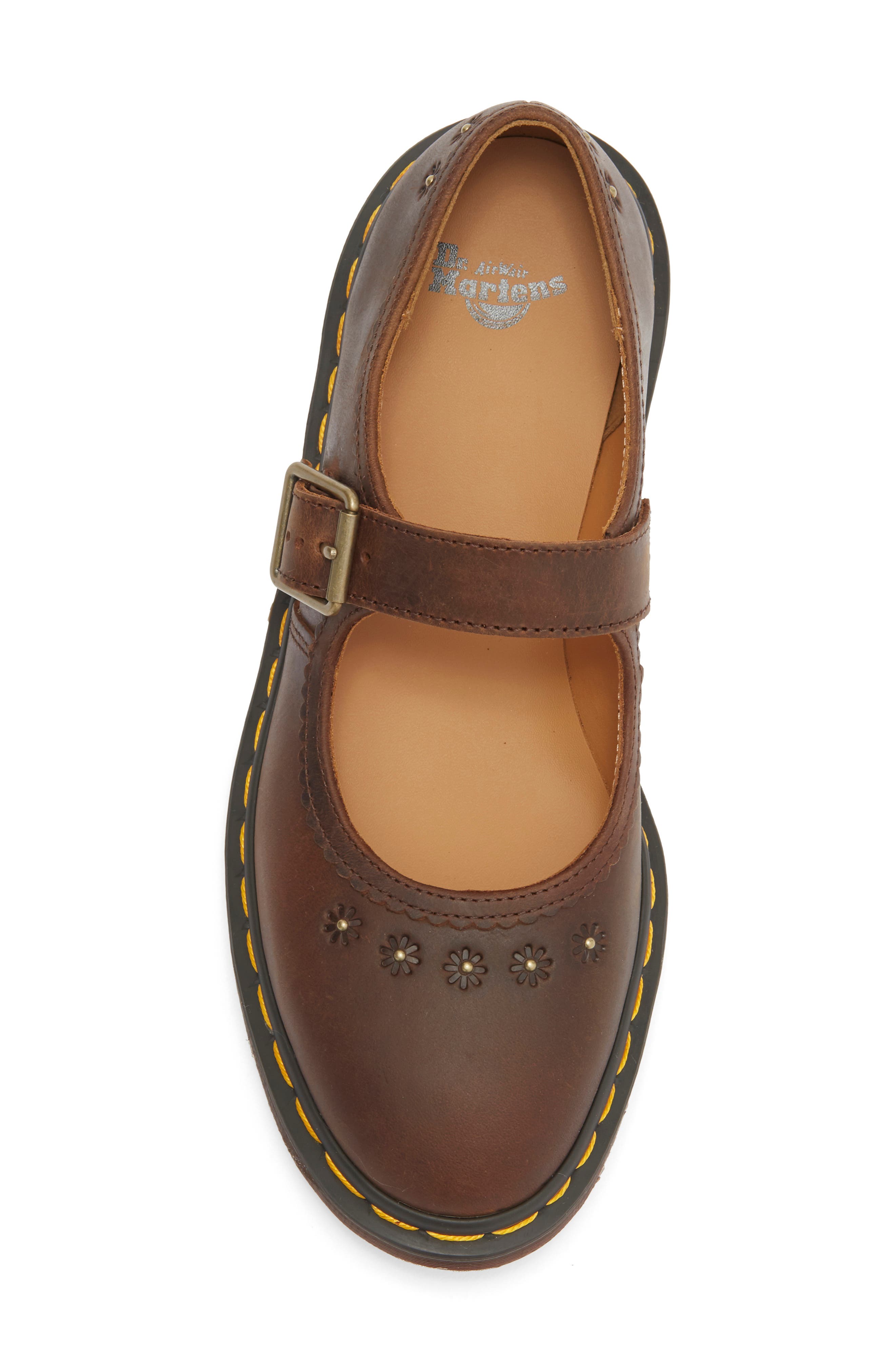 Dr. Martens Flower Mary Jane Flat, Alternate, color, Dark Brown