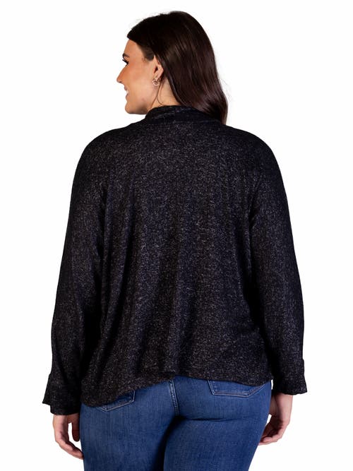 24seven Comfort Apparel Single Button Front Long Sleeve Cardigan In Black