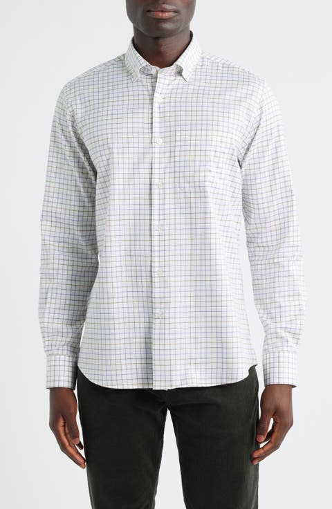 Windowpane Prep Cotton Twill Button-Down Shirt