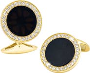 Jan Leslie Black Onyx & Diamond 18K Gold Cufflinks