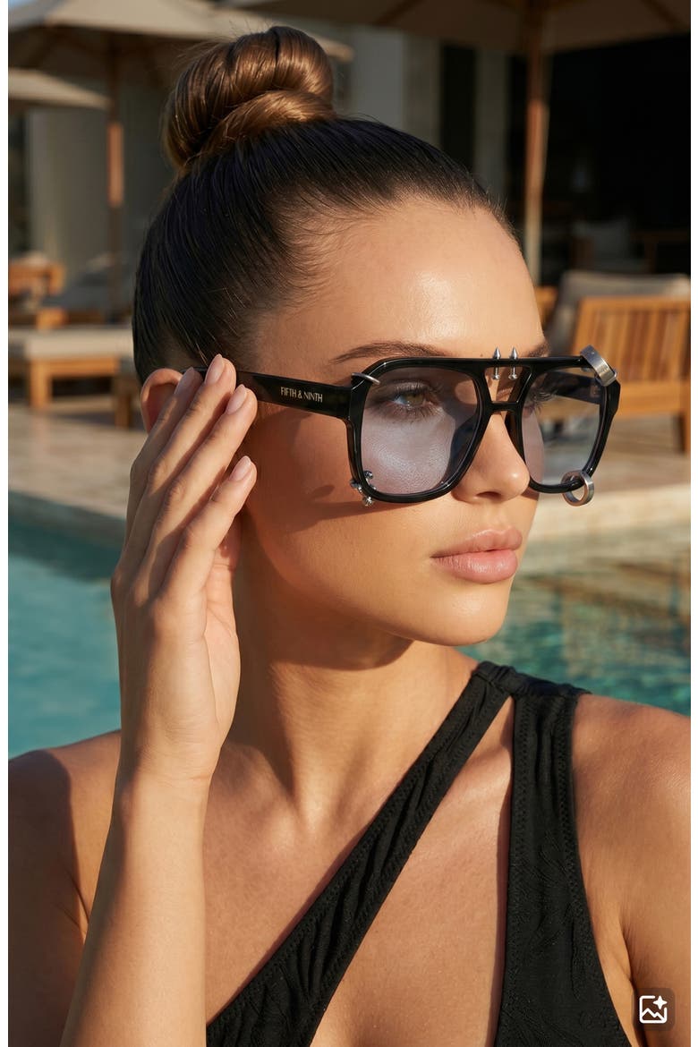 Darcy 55mm Aviator Sunglasses, Alternate, color, BLACK