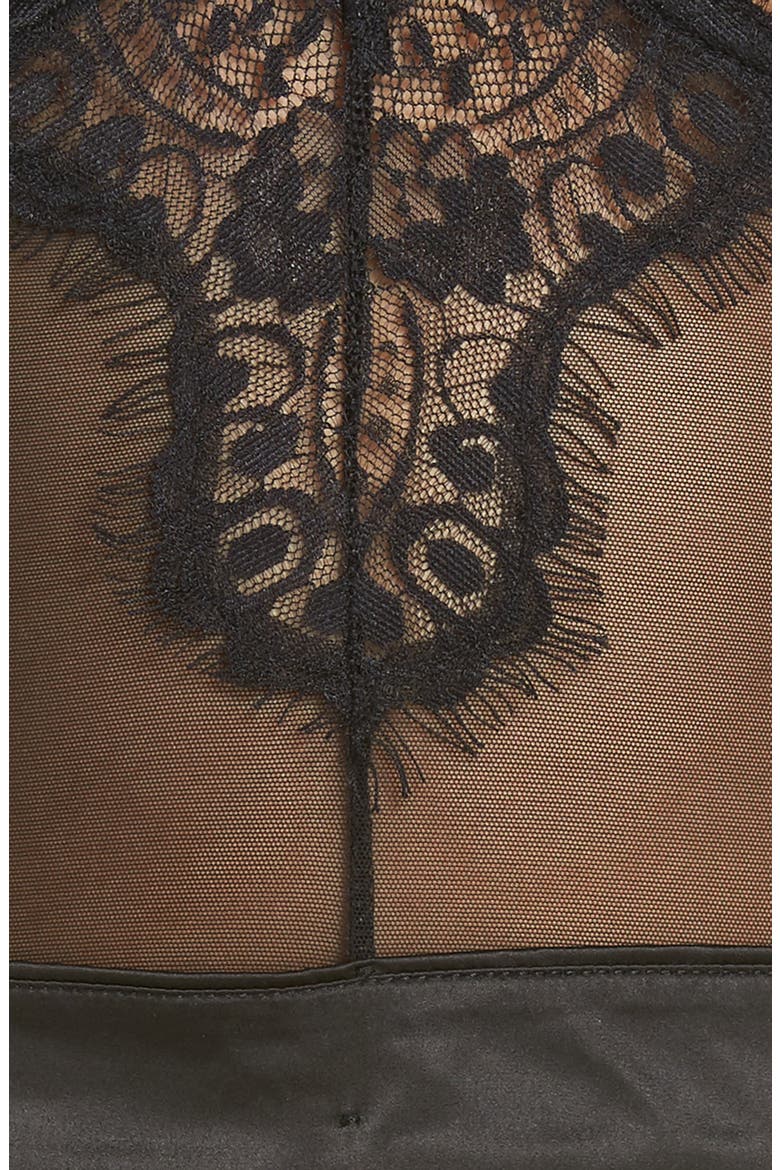 Eyelash Lace Thong Teddy, Alternate, color, BLACK