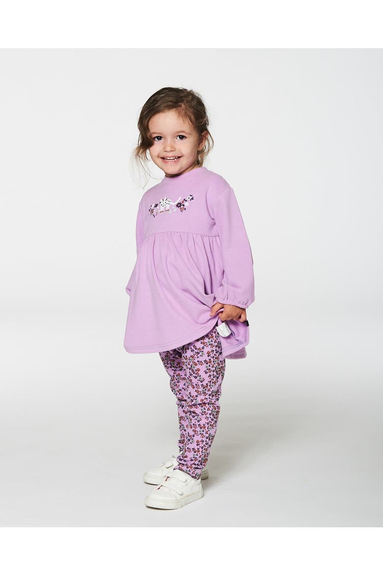 Girl's Tunic And Printed Leggings Set Lilac Mini Flowers, Alternate, color, Printed Lilac Little Flowers