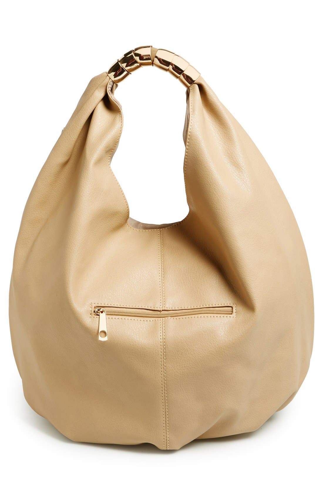 'Holy' Faux Leather Hobo, Alternate, color, BEIGE/ GOLD