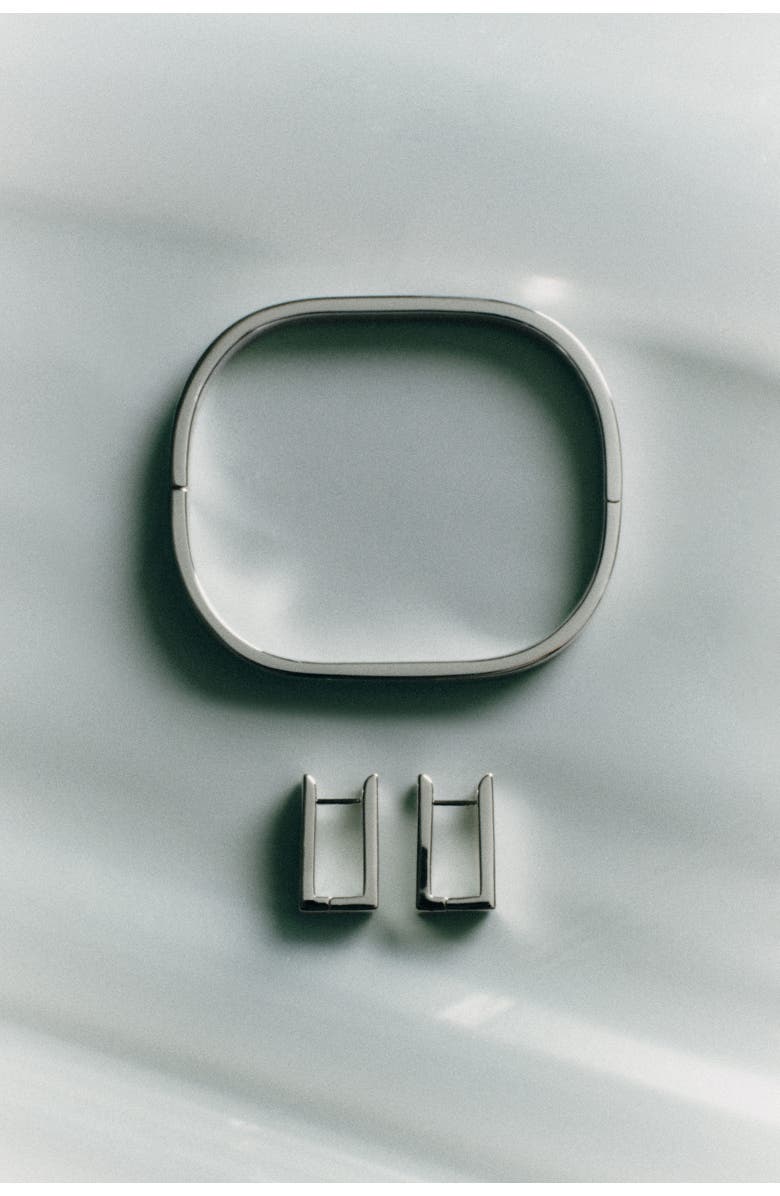 COS Curved Rectangular Bangle, Alternate, color, Silver