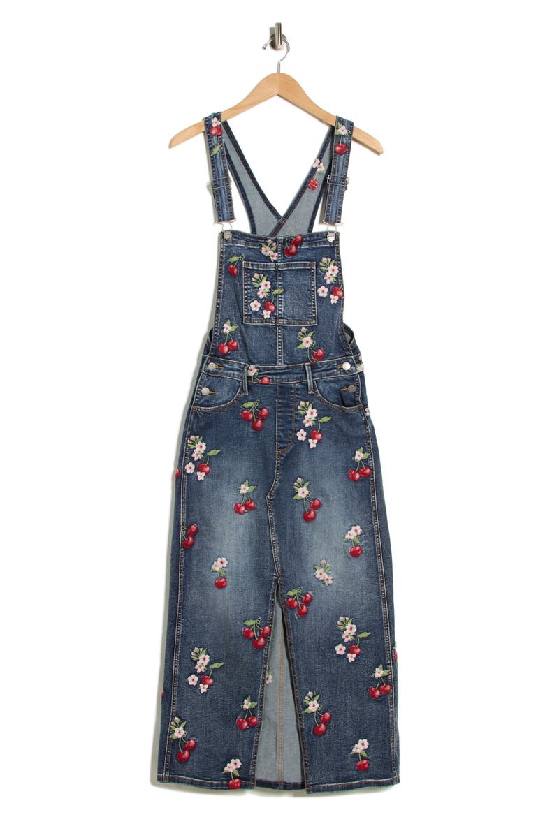 Sarah Denim Overalls Dress, Alternate, color, MEDIUM WASH