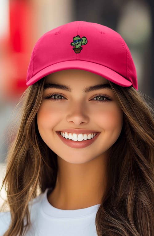 Shop Dalix Cactus Embroidered Casual Cap In Hot Pink