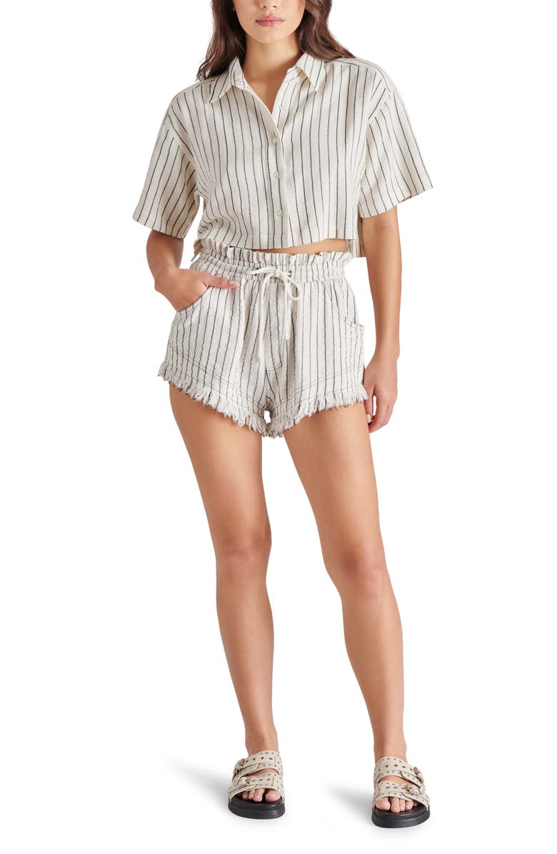 Steve Madden Cali Stripe Crop Button-Up Shirt, Alternate, color,