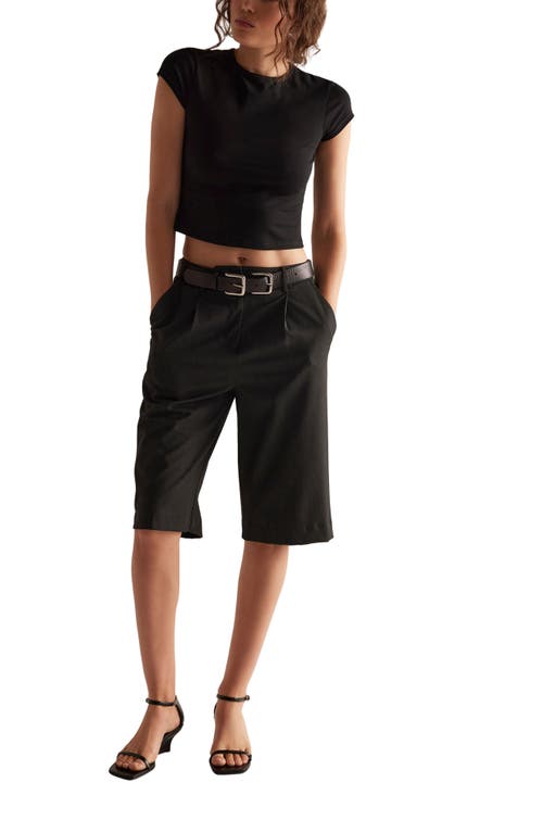 Free People Morning Pages Crop Baby T-shirt In Black