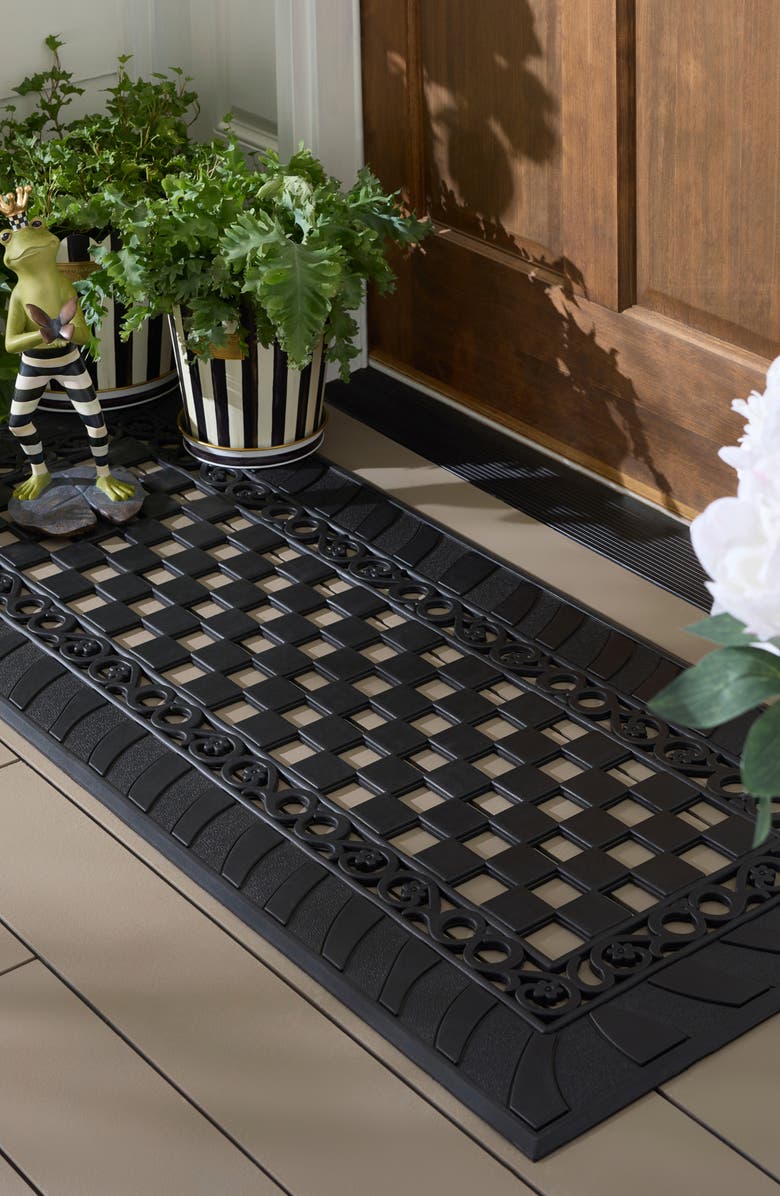 MACKENZIE CHILDS Classic Check Double Door Mat, Alternate, color, Black