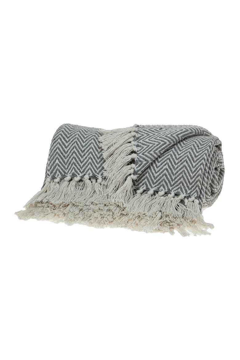 Isla Transitional Grey 52" x 67" Woven Handloom Throw Blanket, Main, color, GRAY