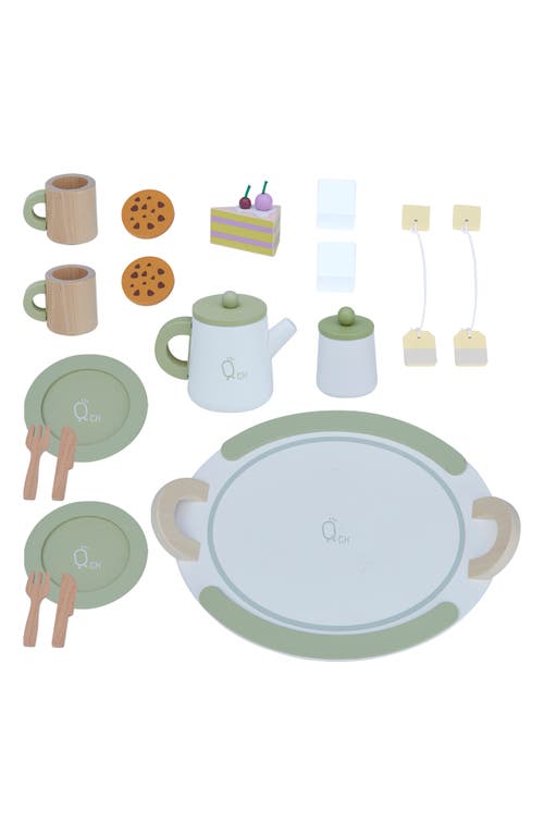 Teamson Kids Little Chef Frankfurt 20-Piece Wood Tea Party Playset in Green 