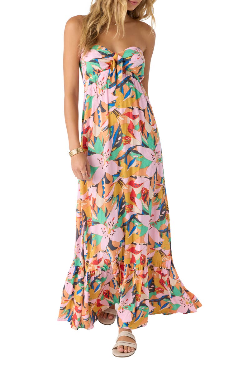 Isadora Floral Strapless Maxi Dress, Alternate, color, MULTI COLORED