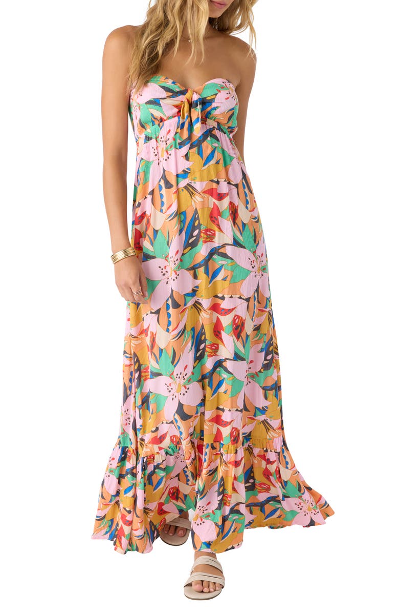 O'Neill Isadora Floral Strapless Maxi Dress, Alternate, color,
