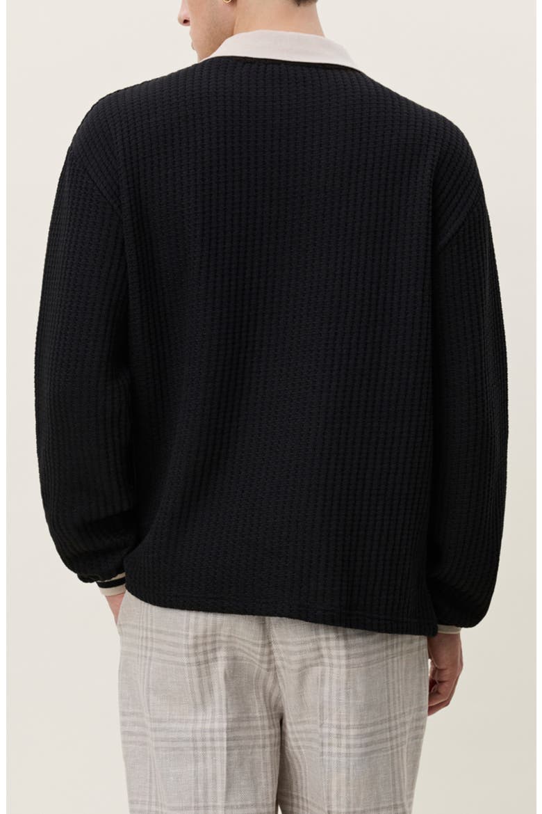 Oversize Waffle Knit Sweater Jersey, Alternate, color, BLACK