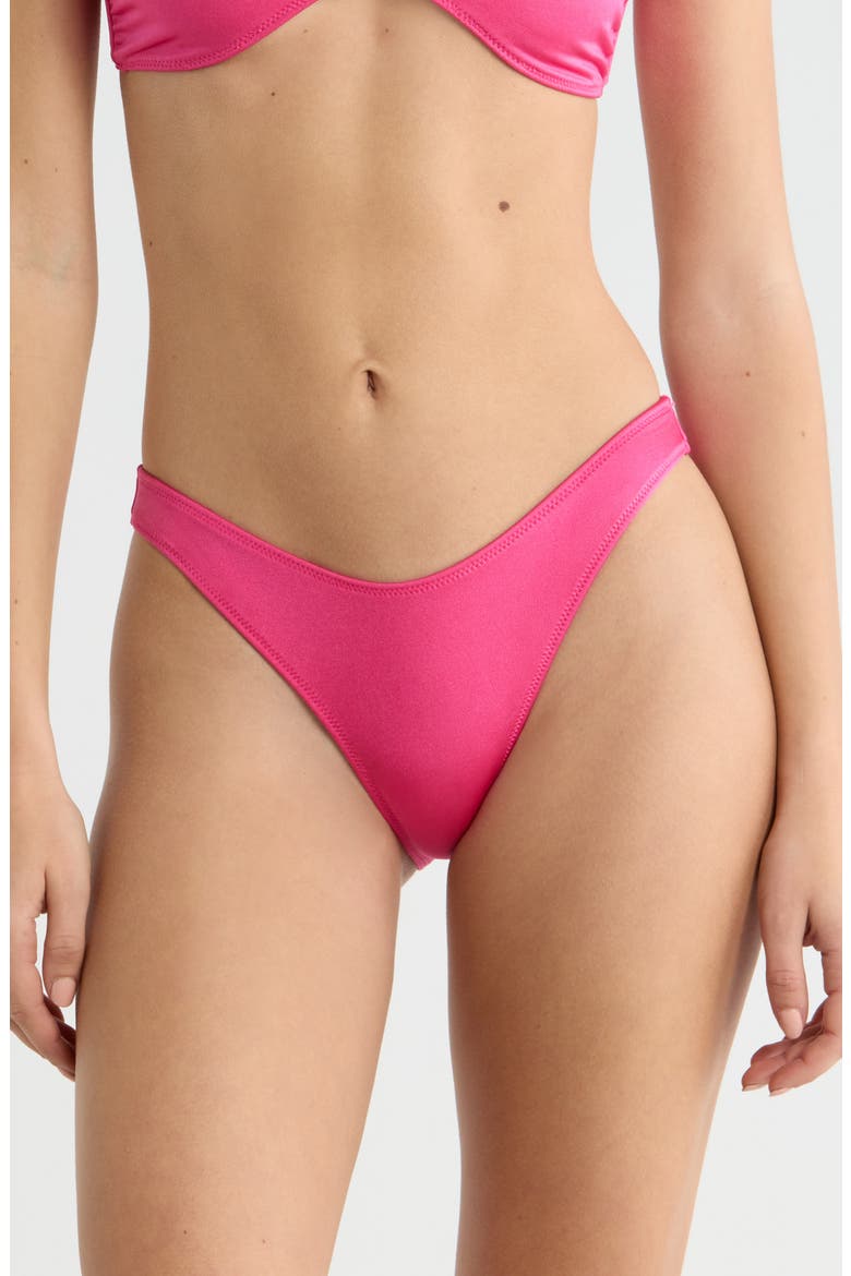 Brea Shine V-Cut Bikini Bottoms, Main, color, PINK