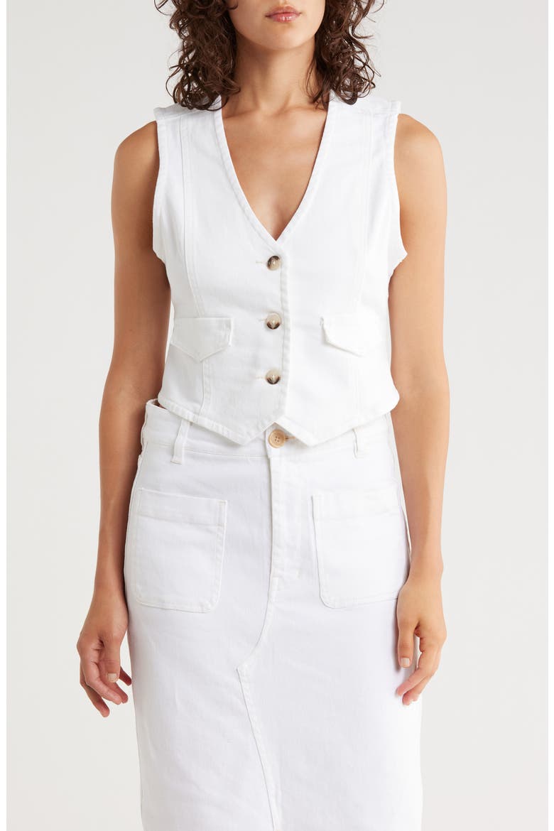 The Denim Crop Vest, Main, color, BLANC DE BLANC