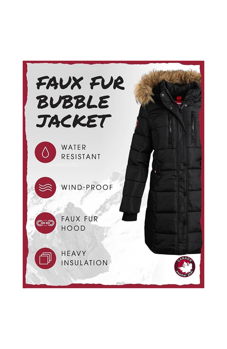 CANADA WEATHER GEAR Women's Heavyweight Long Parka Jacket, Alternate, color, Black