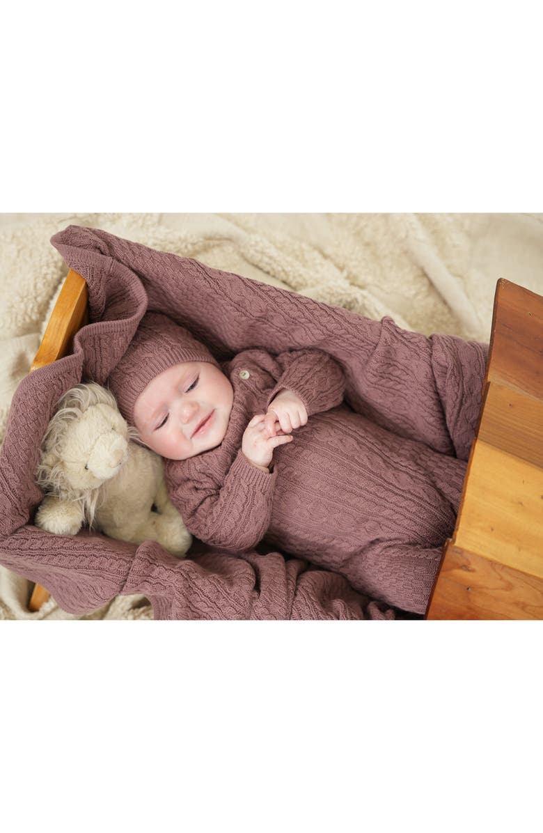 Manière Cable Sweater Footie, Alternate, color, 