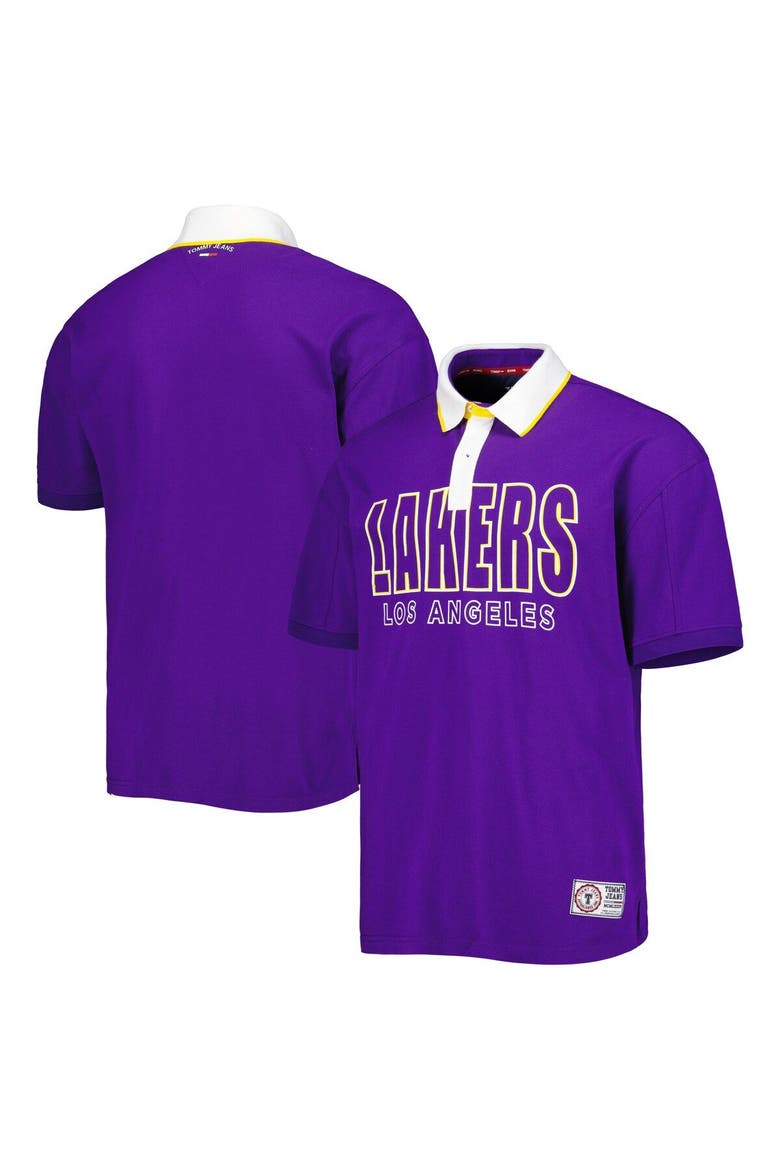Men's Tommy Jeans Purple Los Angeles Lakers Stanley Pique Polo, Main, color, Purple