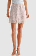 All in Favor Lace Hem Bias Miniskirt