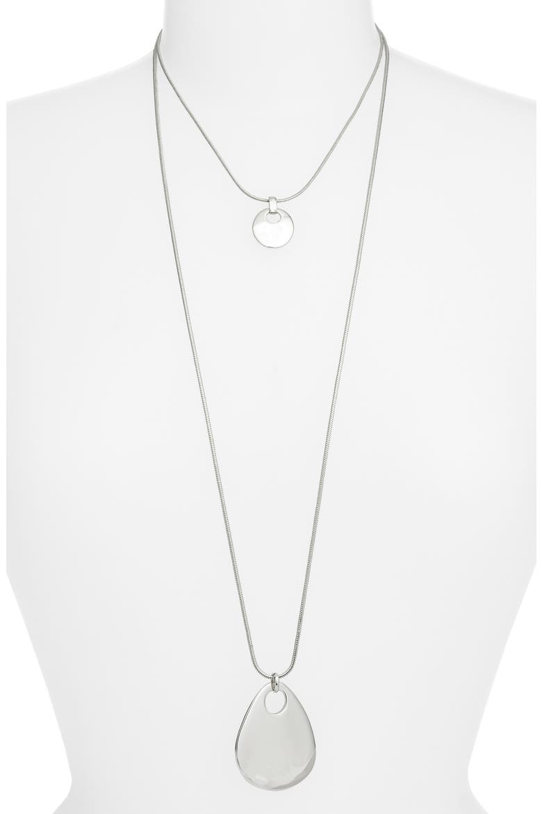 Layered Flat Pendant Necklace, Alternate, color, GOLD- SILVER