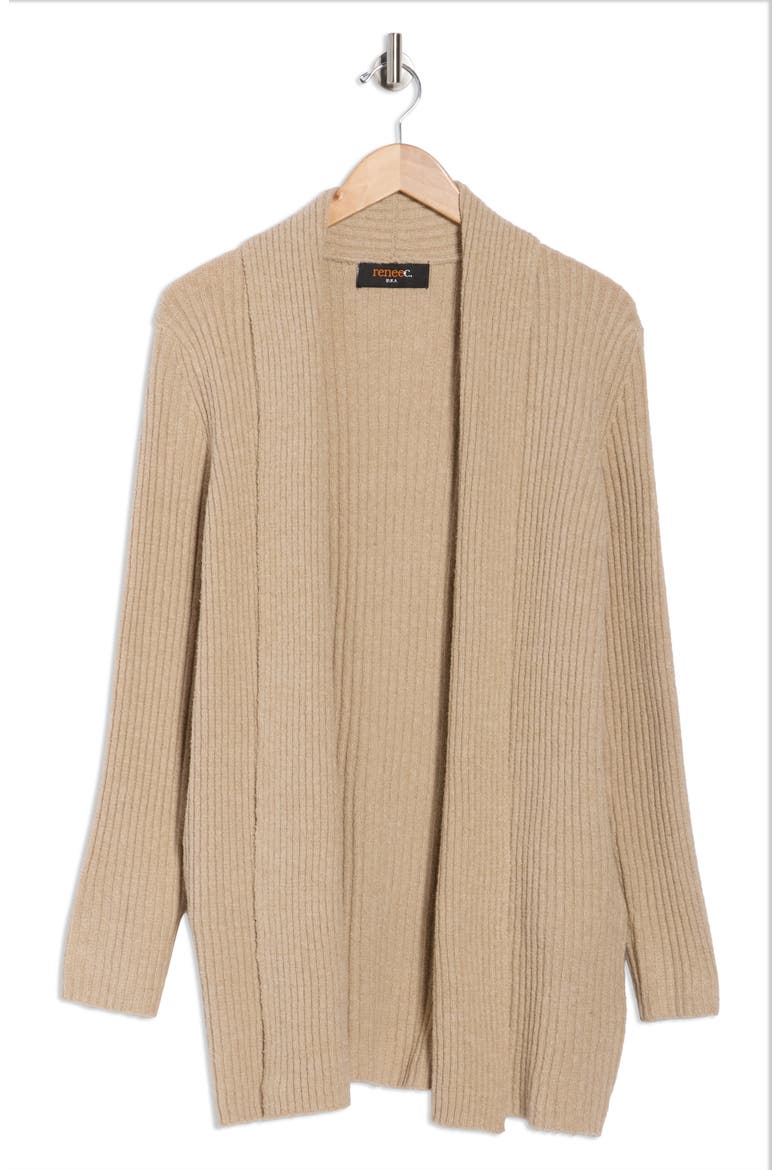 Rib Knit Sweater Cardigan, Alternate, color, OATMEAL