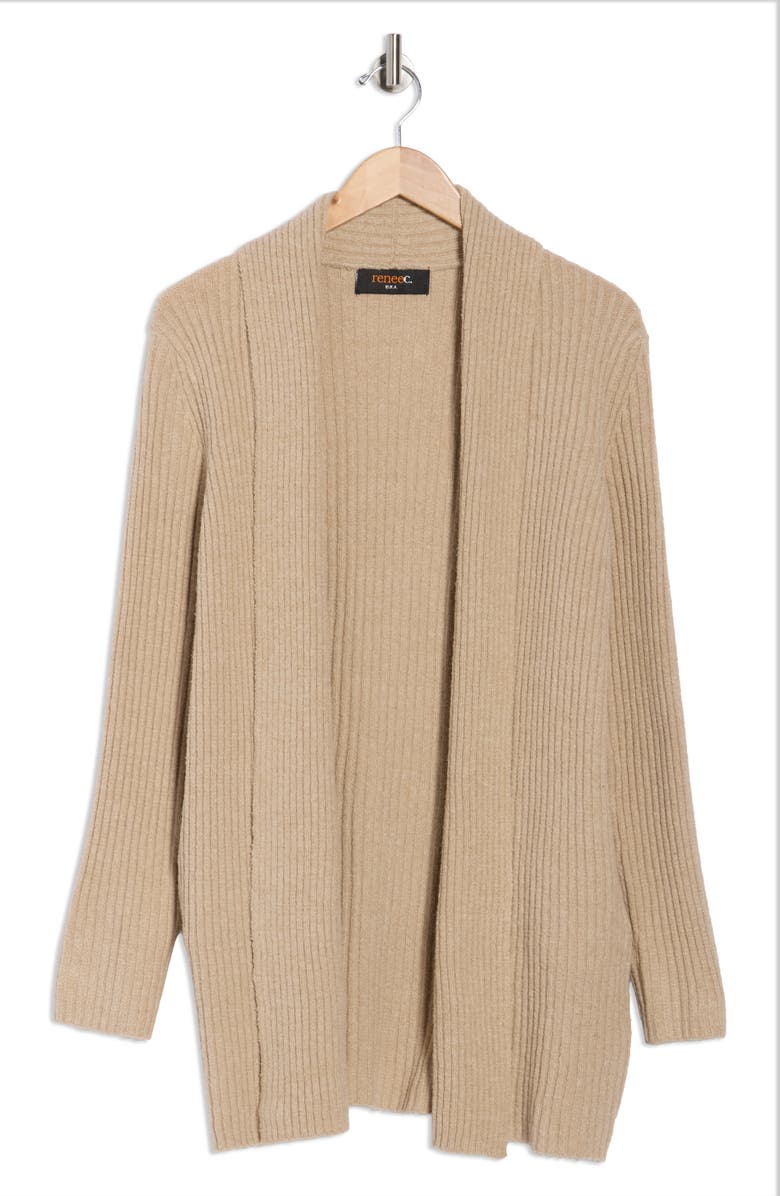 Renee C Rib Knit Sweater Cardigan, Alternate, color, Oatmeal
