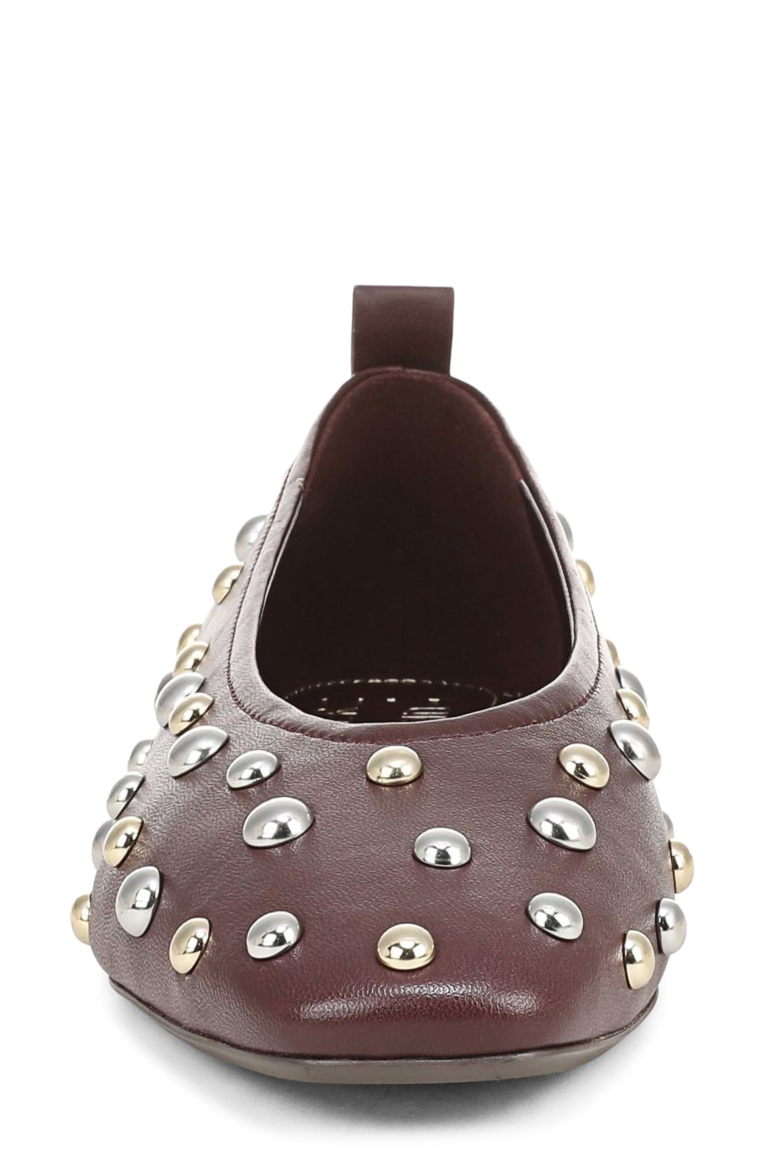 Carla Stud Ballet Flat, Alternate, color, SMOKY SANGRIA LEATHE