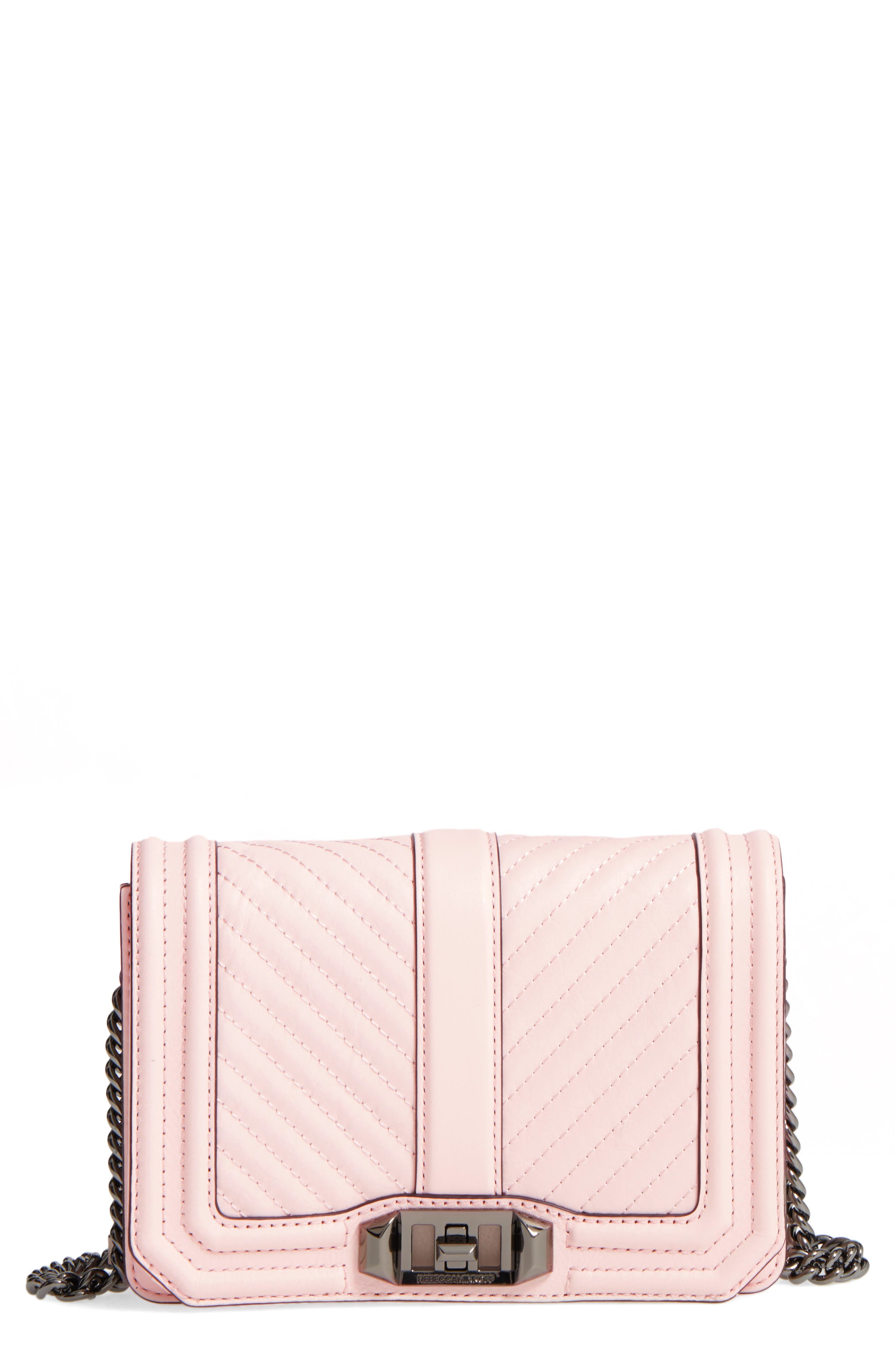 Small Love Leather Crossbody Bag, Main, color, SOFT BLUSH/ GUNMETAL