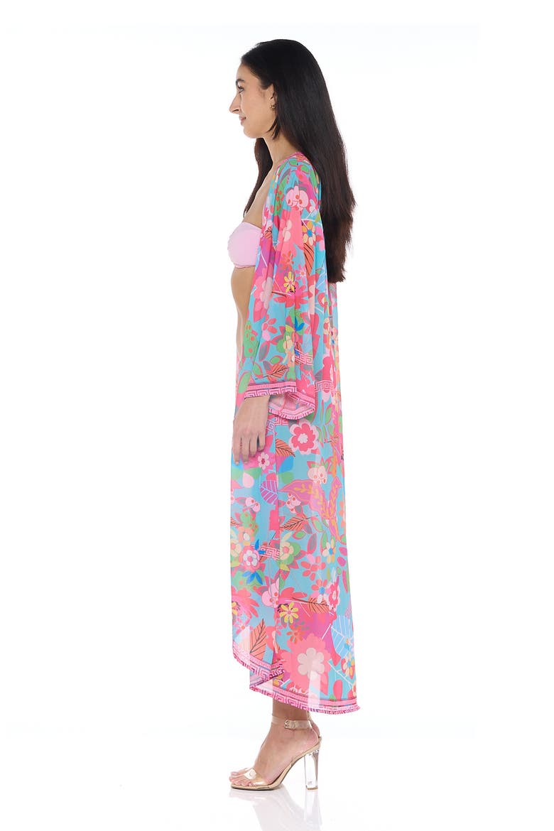 Floral Print Duster, Alternate, color, PINK