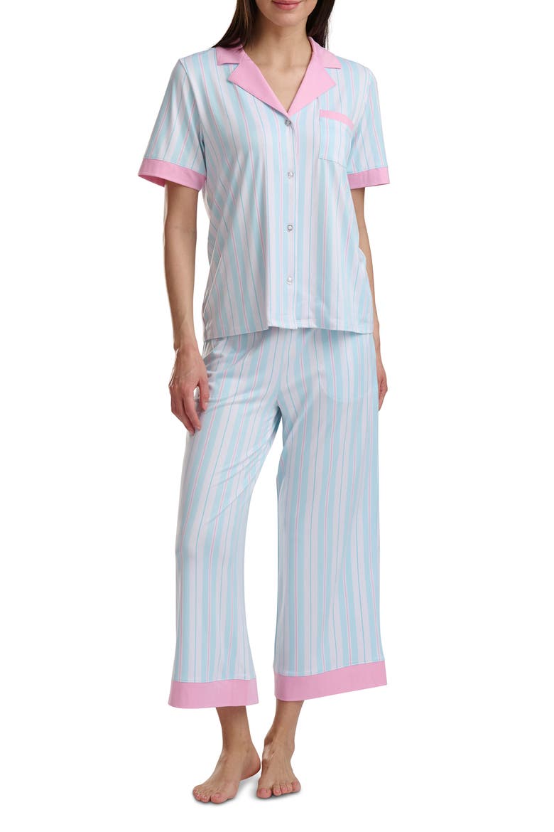 Jersey Pajamas, Alternate, color, AQUA MULTI STRIPE