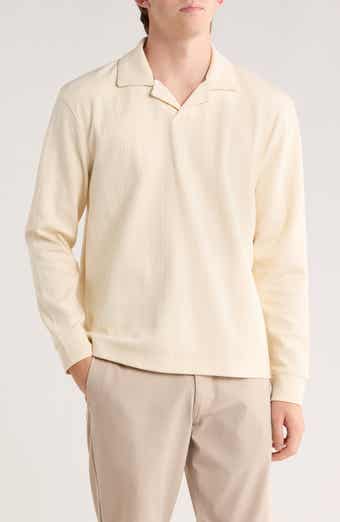 DENIM AND FLOWER Stripe Johnny Collar Long Sleeve Polo