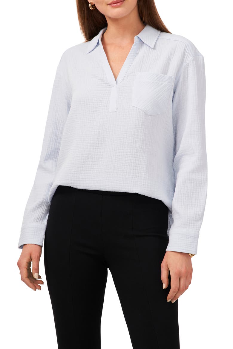 V-Neck Collared Blouse, Main, color, FROZEN