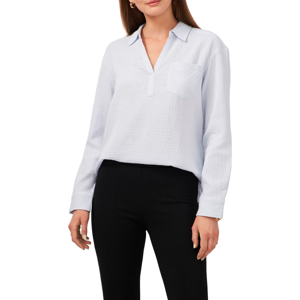 Chaus V-neck Collared Blouse In Blue