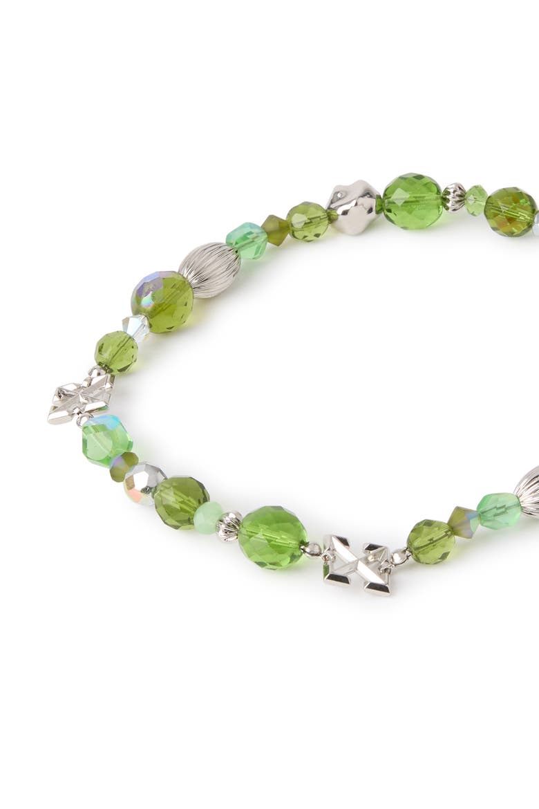 Arrow Charm Mixed Bead Choker in Green, Alternate, color, Green Multi / Silver
