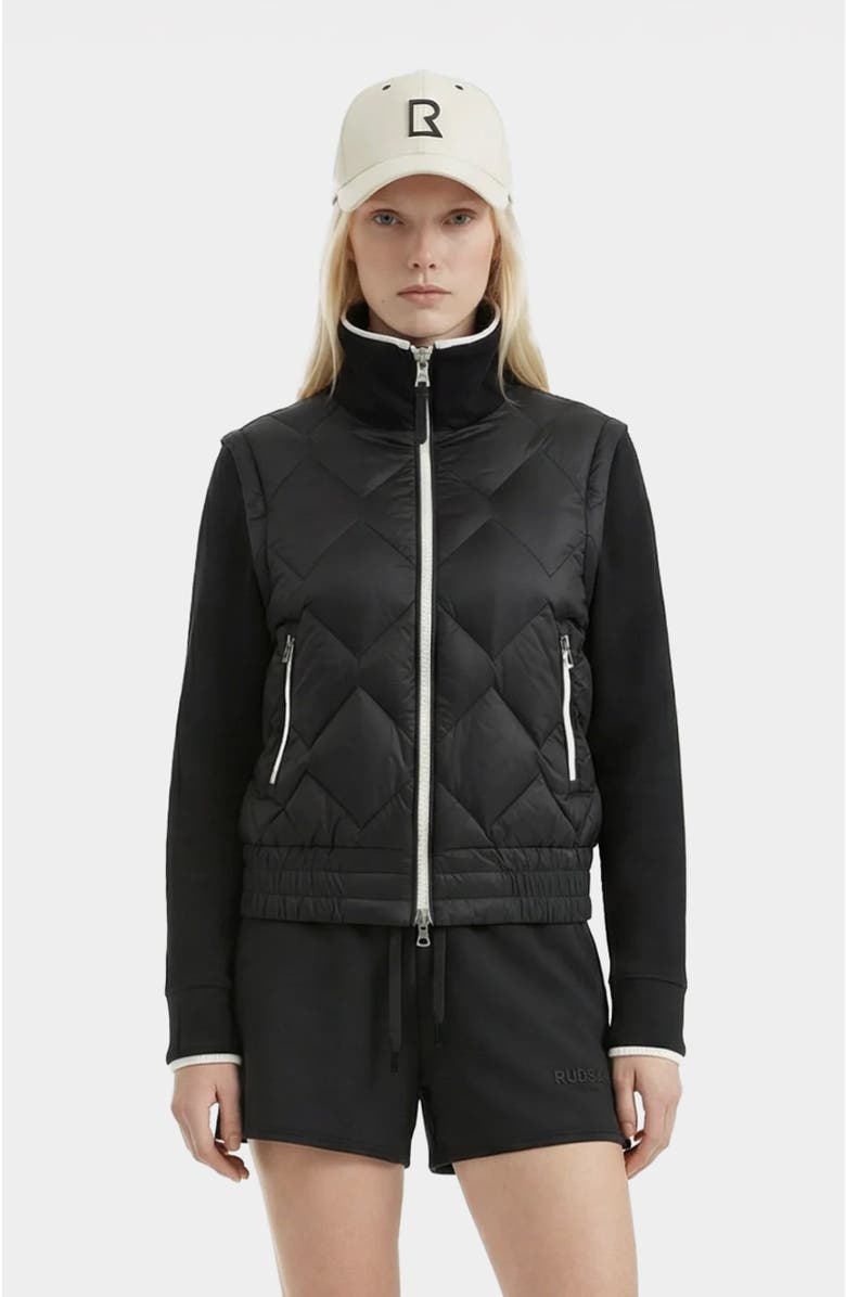 Rudsak Prisa Quilted Light Down Jacket With Removable Sleeves, Main, color, Black